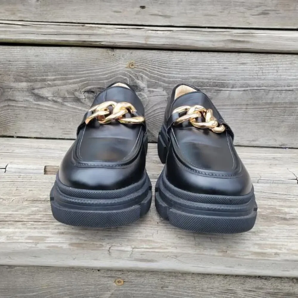 Yetier Chunky Platform Y2K Loafer Punk Grunge Shoe Black Size‎ 8 Lug Sole Preppy
